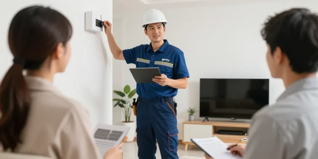 IPTV reseller providing professional services to local homeowners, showcasing a trusted provider in the community.